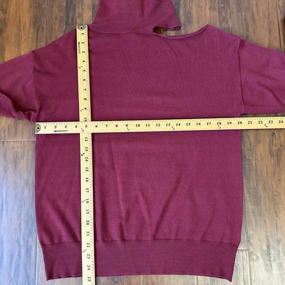 NWT 525 AMERICA Raundi Cold Shoulder Collarbone Pullover Sweater in Garnet - Picture 10 of 10